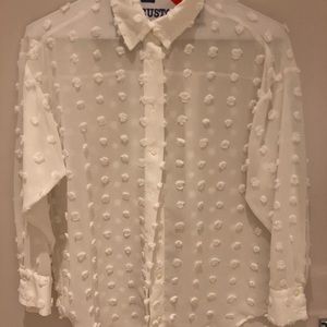 Zara white polka dot dress shirt